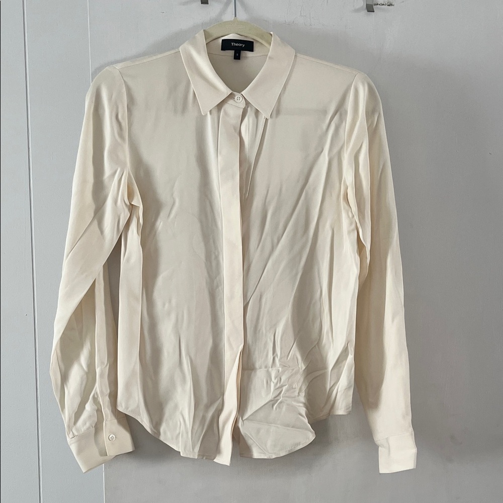 Theory Cream button up blouse